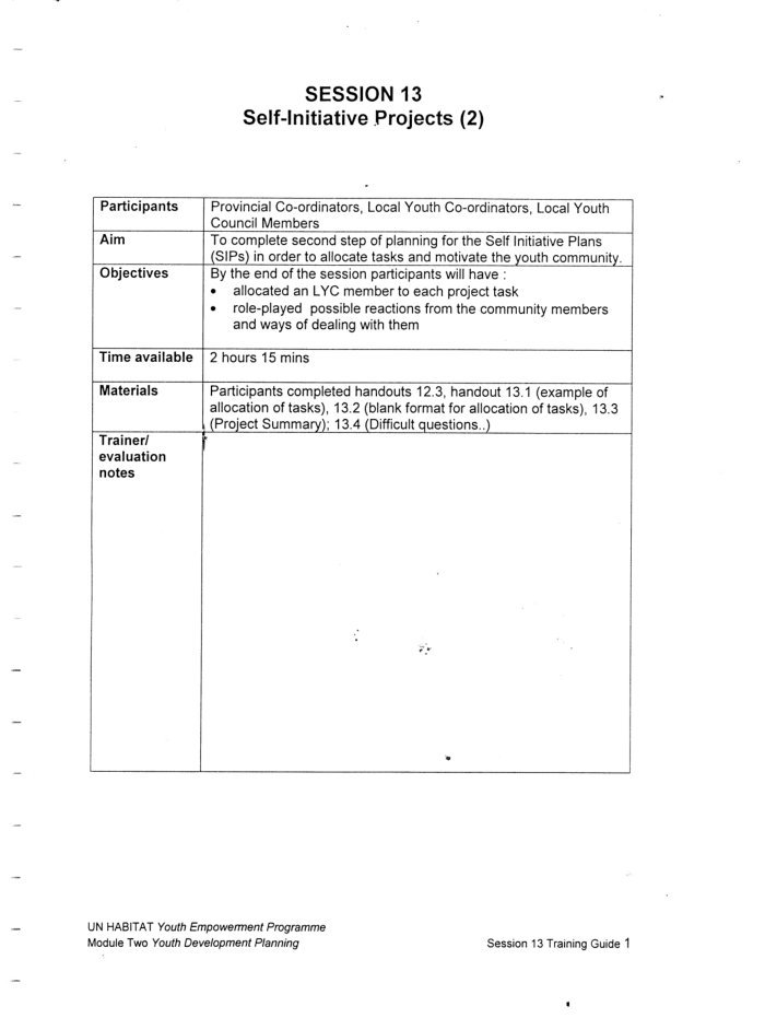 Youth development planning : training manual for provincial co-ordinators and local co-ordinators / Youth Empowerment Programme (YEP) — cover