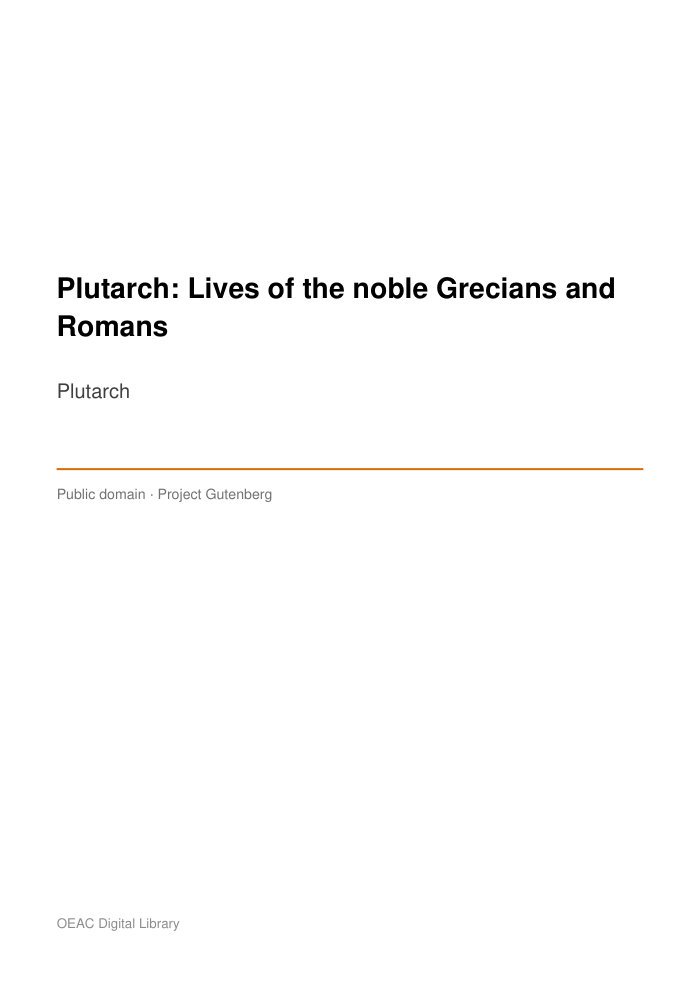 Plutarch: Lives of the noble Grecians and Romans — cover