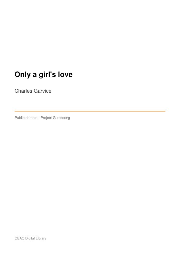 Only a girl's love — cover