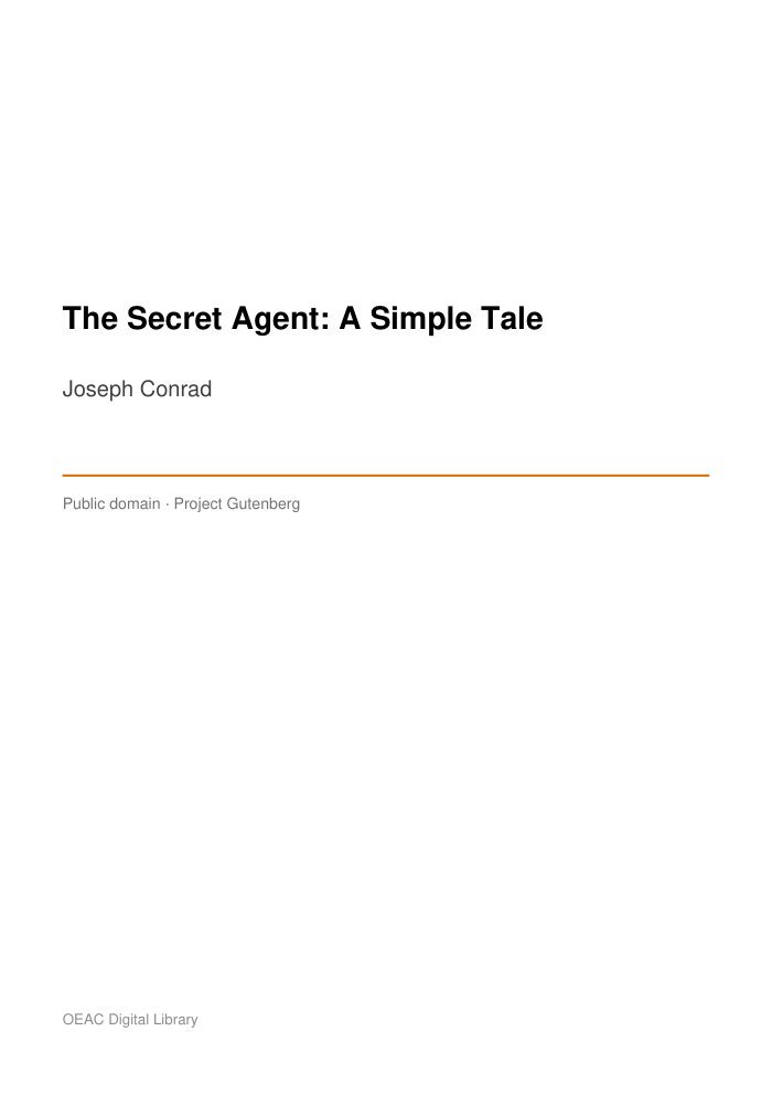 The Secret Agent: A Simple Tale cover