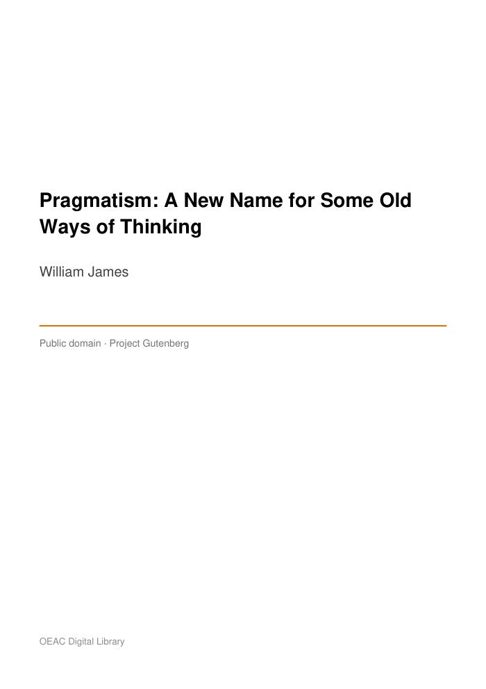 Pragmatism: A New Name for Some Old Ways of Thinking cover