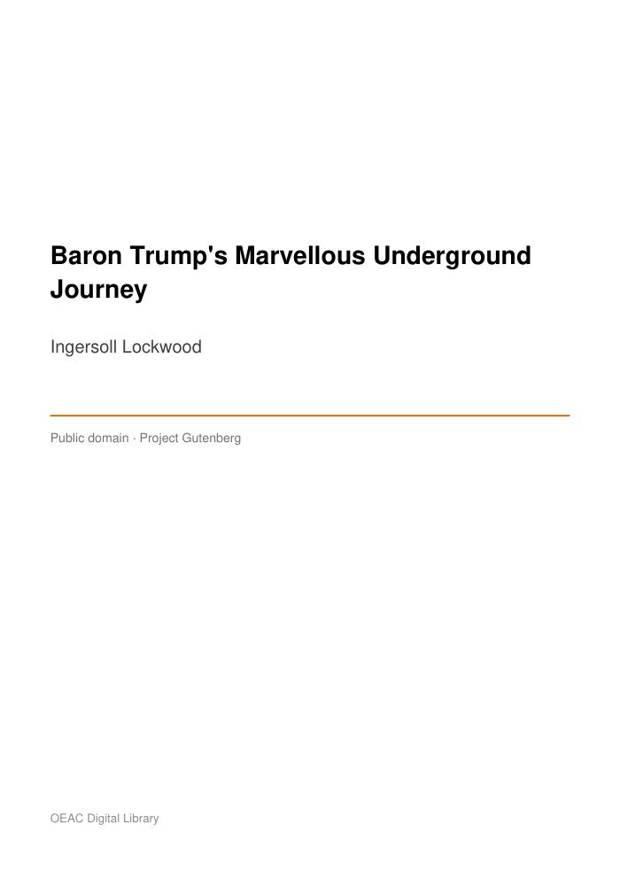 Baron Trump's Marvellous Underground Journey — cover