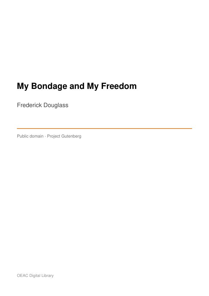 My Bondage and My Freedom — cover