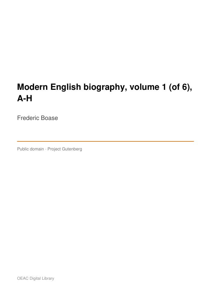 Modern English biography, volume 1 (of 6), A-H — cover