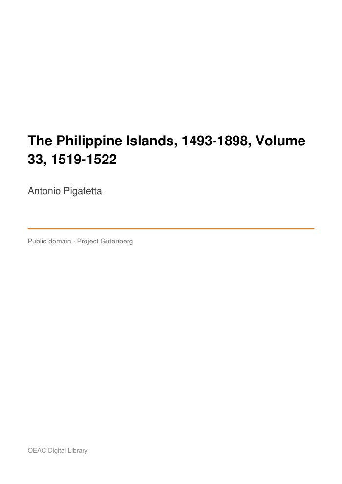 The Philippine Islands, 1493-1898, Volume 33, 1519-1522 — cover