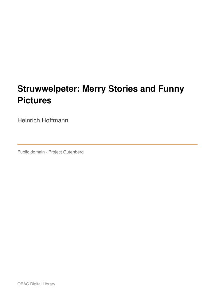 Struwwelpeter: Merry Stories and Funny Pictures — cover