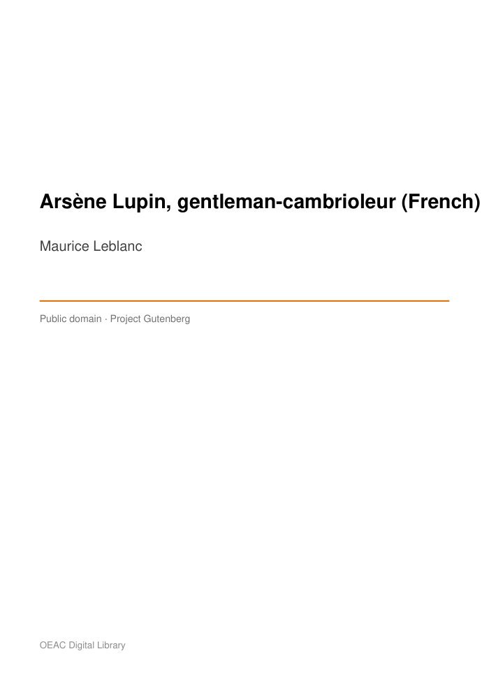 Arsène Lupin, gentleman-cambrioleur (French) — cover