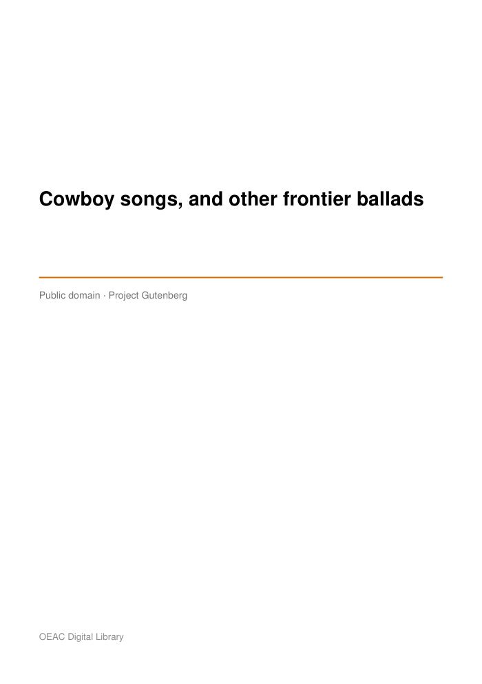 Cowboy songs, and other frontier ballads — cover