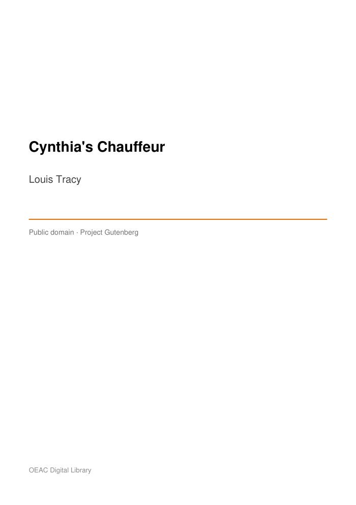 Cynthia's Chauffeur — cover