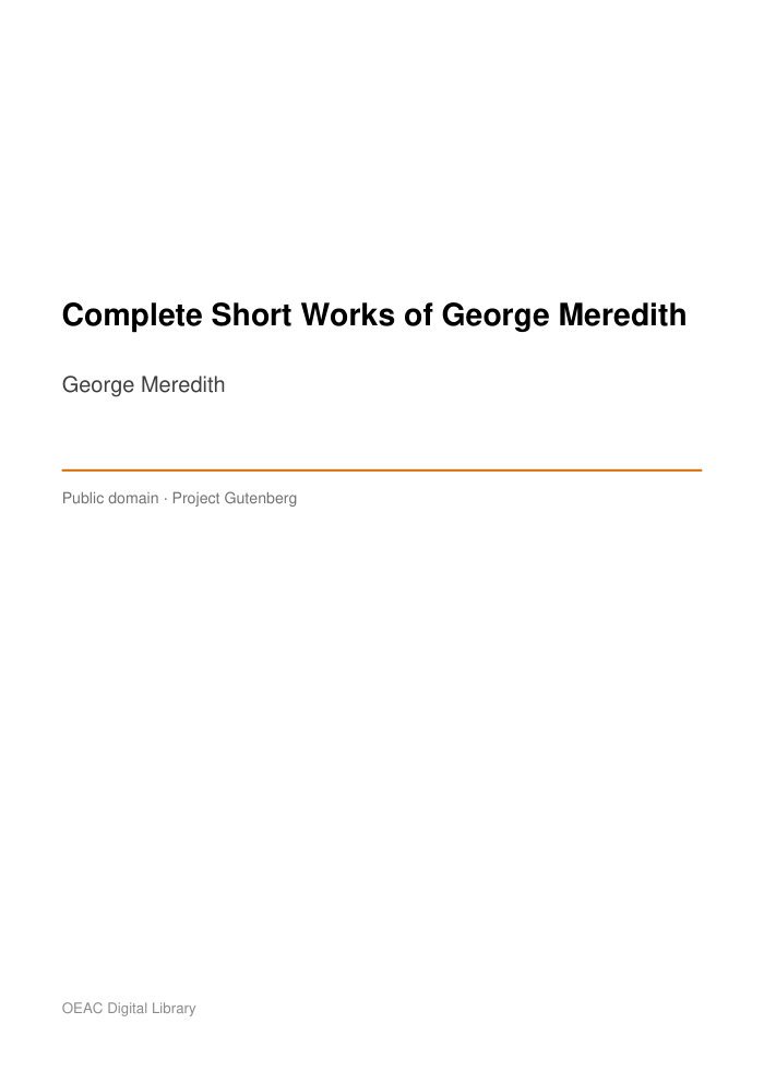 Complete Short Works of George Meredith — cover