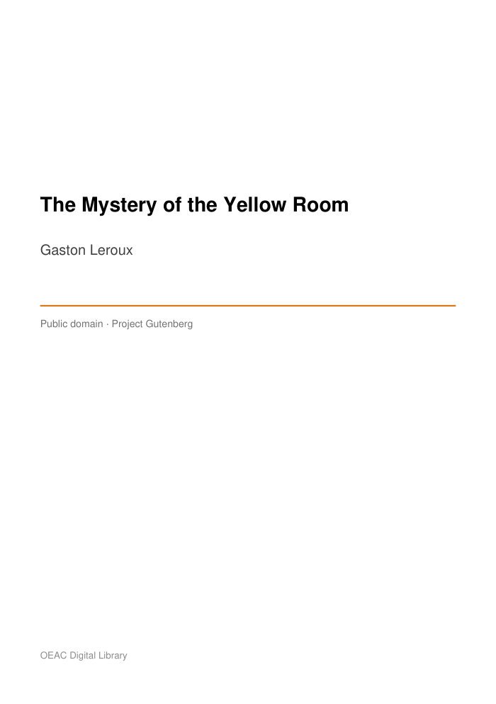 The Mystery of the Yellow Room cover