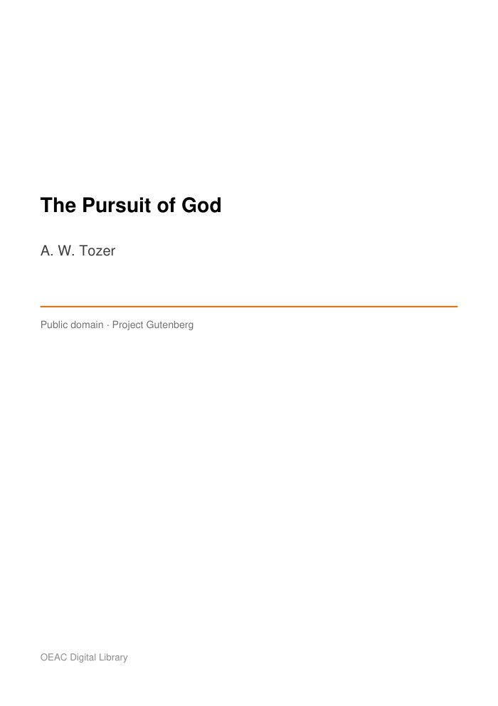 The Pursuit of God — cover
