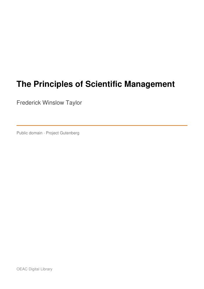 The Principles of Scientific Management cover