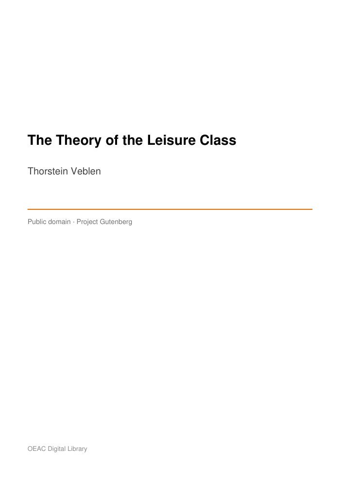 The Theory of the Leisure Class — cover