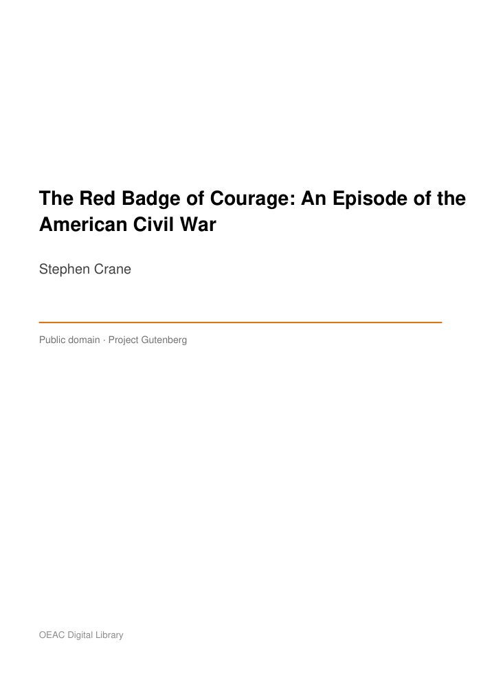 The Red Badge of Courage: An Episode of the American Civil War — cover