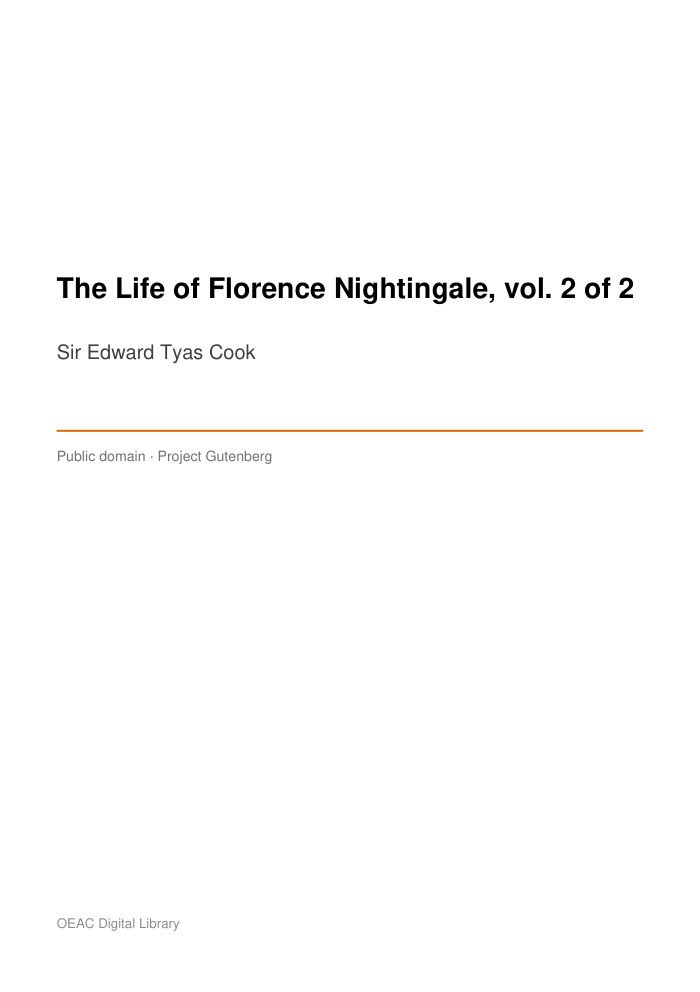 The Life of Florence Nightingale, vol. 2 of 2 — cover