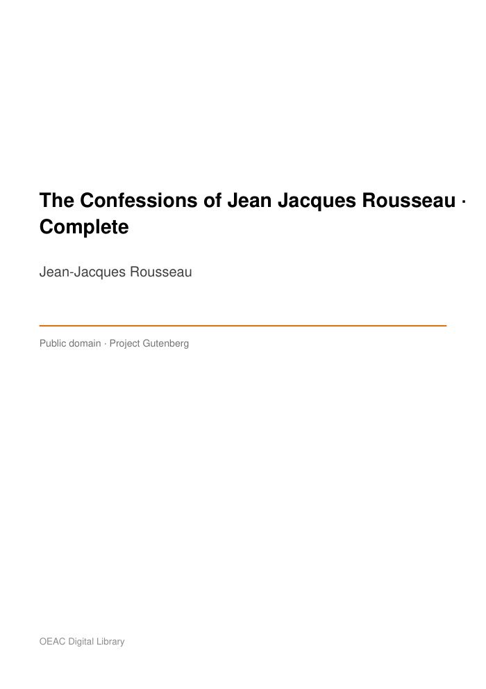 The Confessions of Jean Jacques Rousseau — Complete — cover