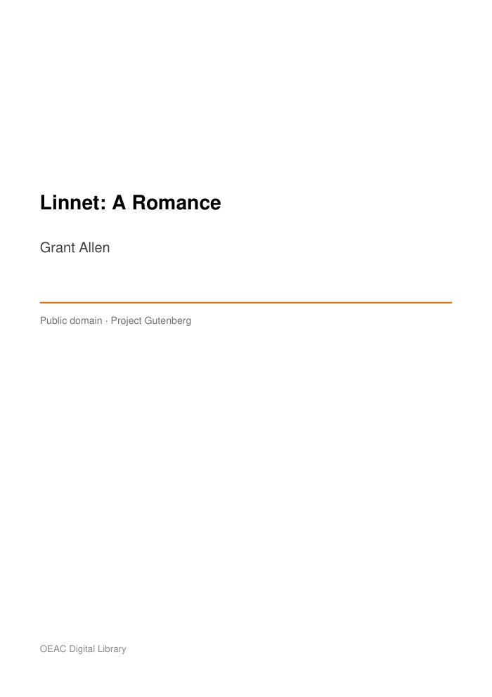 Linnet: A Romance — cover