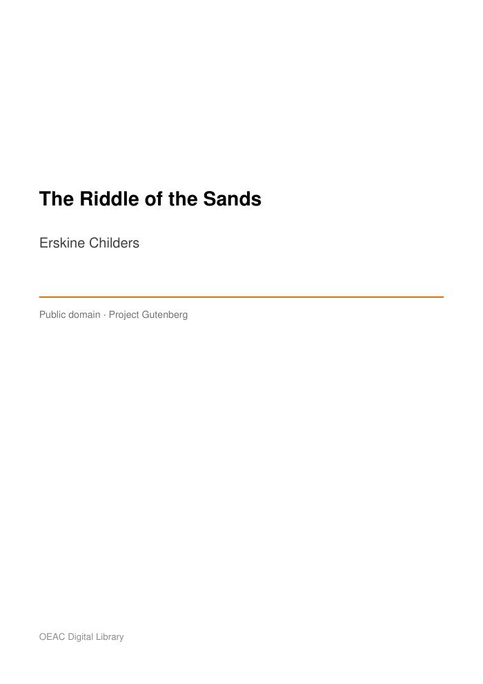 The Riddle of the Sands cover