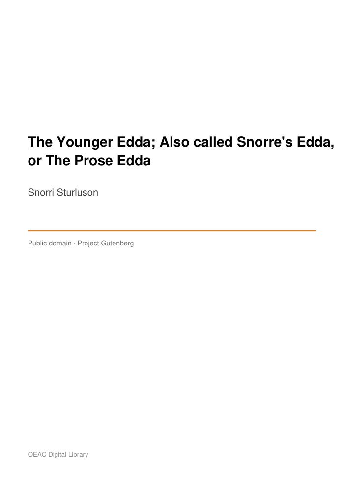 The Younger Edda; Also called Snorre's Edda, or The Prose Edda — cover