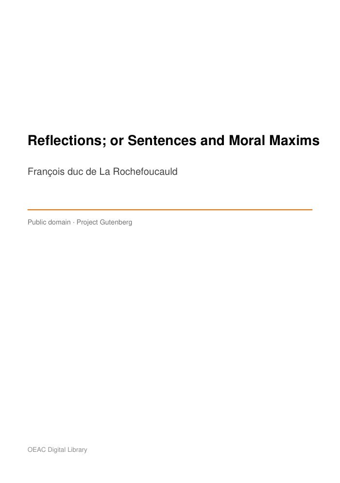 Reflections; or Sentences and Moral Maxims — cover