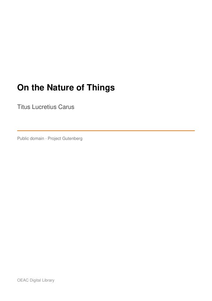 On the Nature of Things — cover