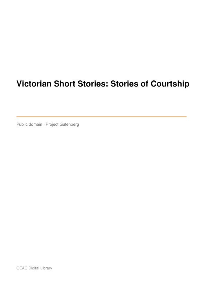Victorian Short Stories: Stories of Courtship — cover