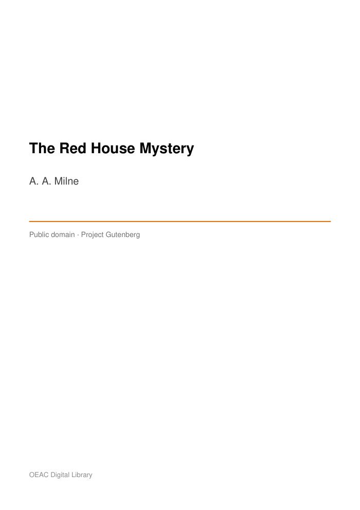 The Red House Mystery — cover