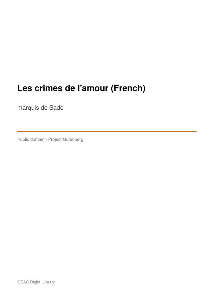 Les crimes de l'amour (French) — cover