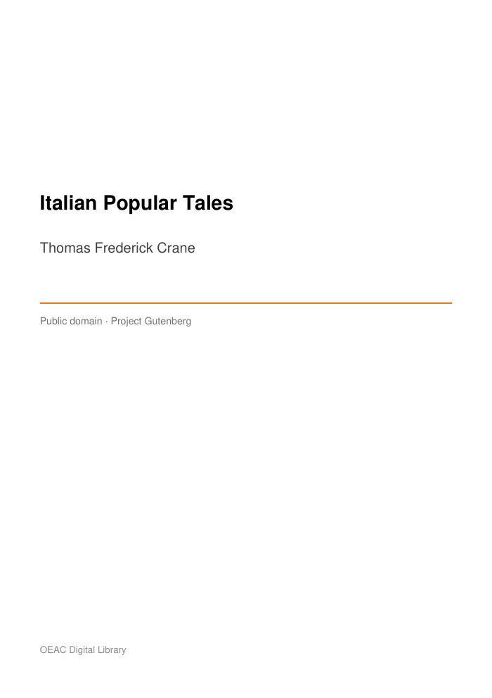 Italian Popular Tales — cover