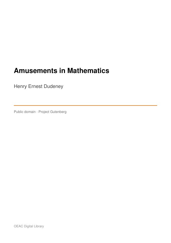 Amusements in Mathematics cover