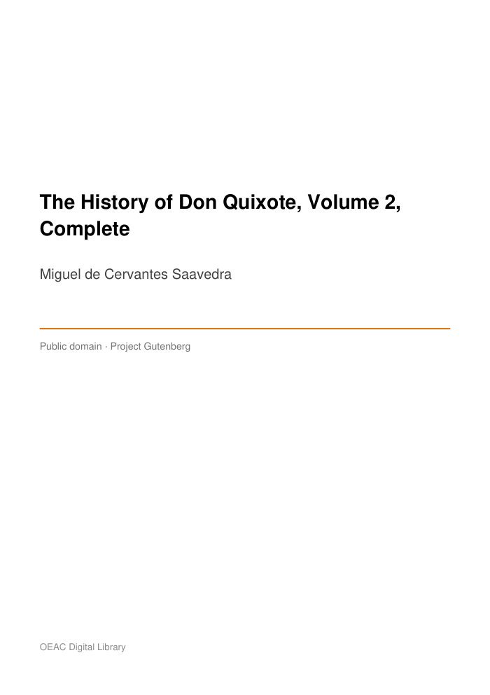 The History of Don Quixote, Volume 2, Complete — cover