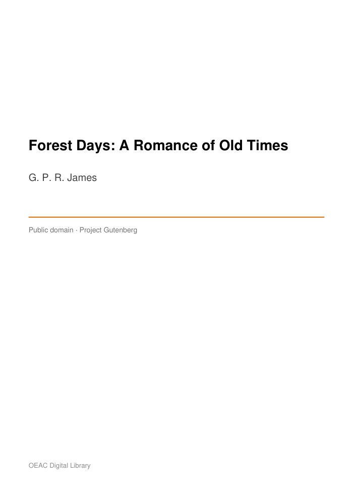 Forest Days: A Romance of Old Times — cover