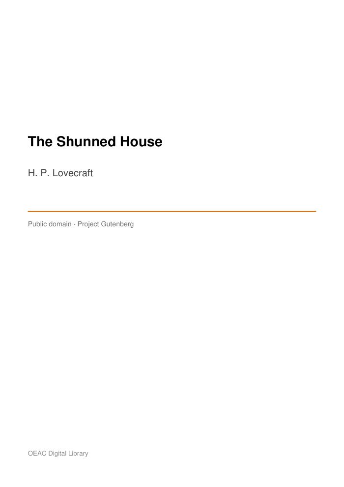 The Shunned House — cover