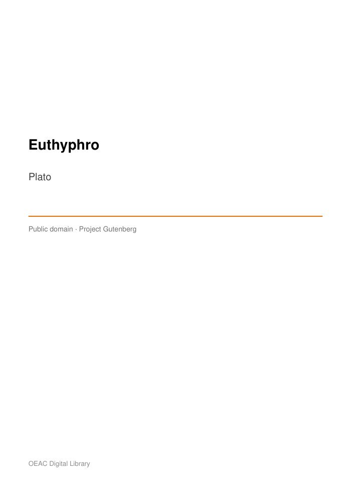 Euthyphro — cover