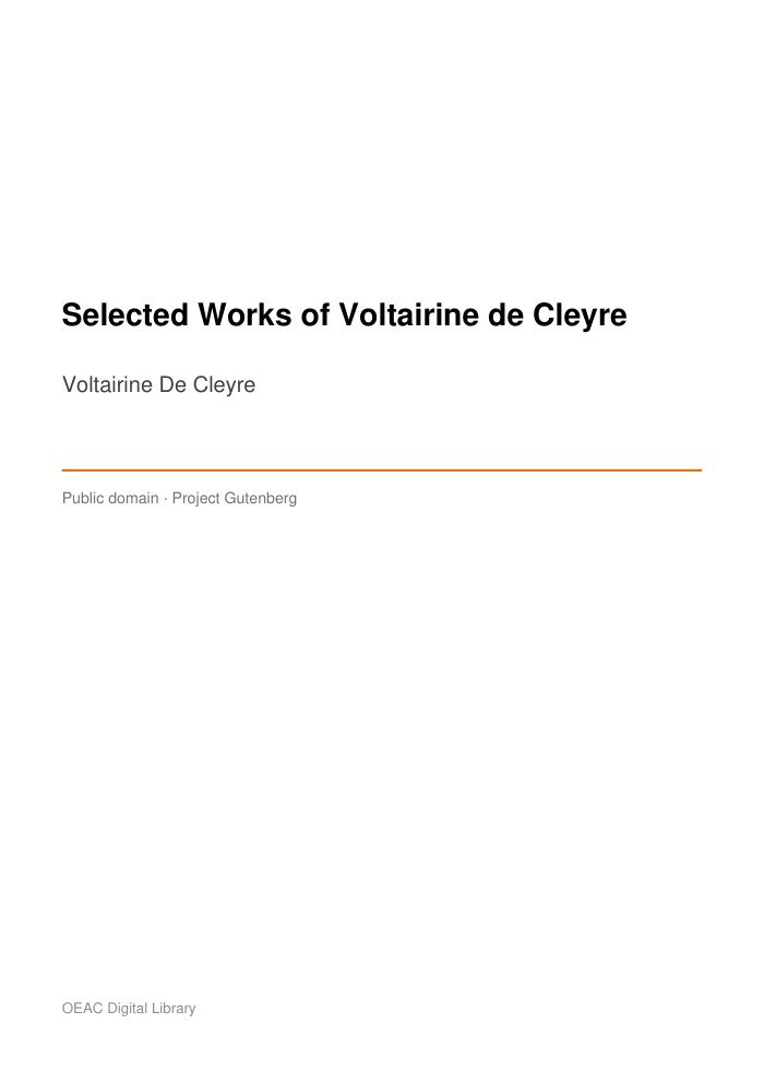 Selected Works of Voltairine de Cleyre — cover