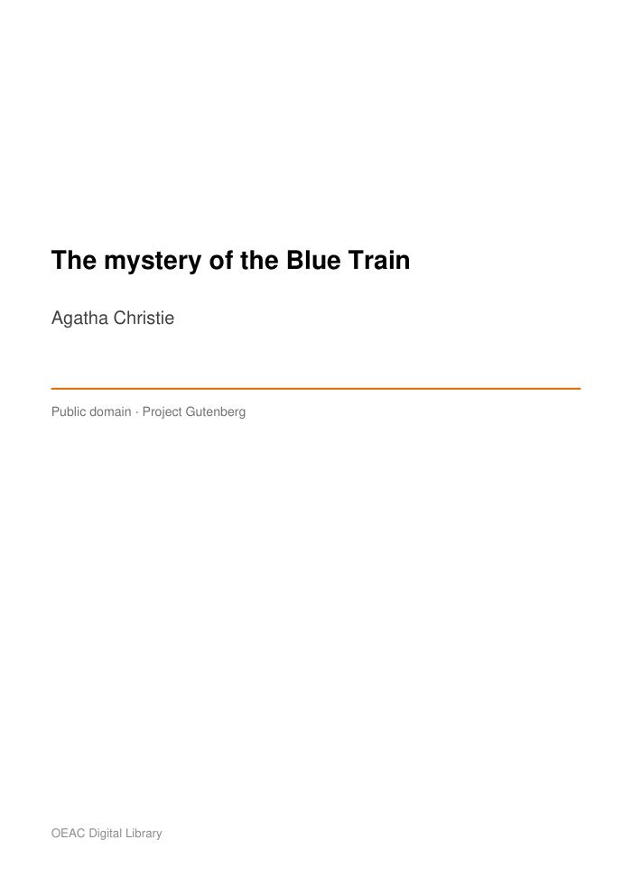 The mystery of the Blue Train — cover