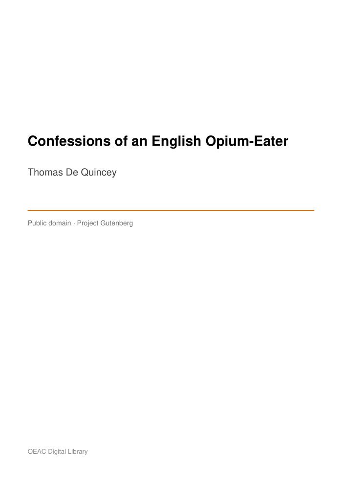 Confessions of an English Opium-Eater — cover