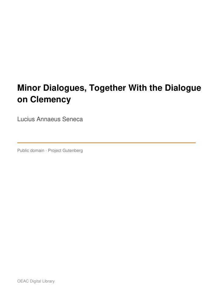 Minor Dialogues, Together With the Dialogue on Clemency — cover