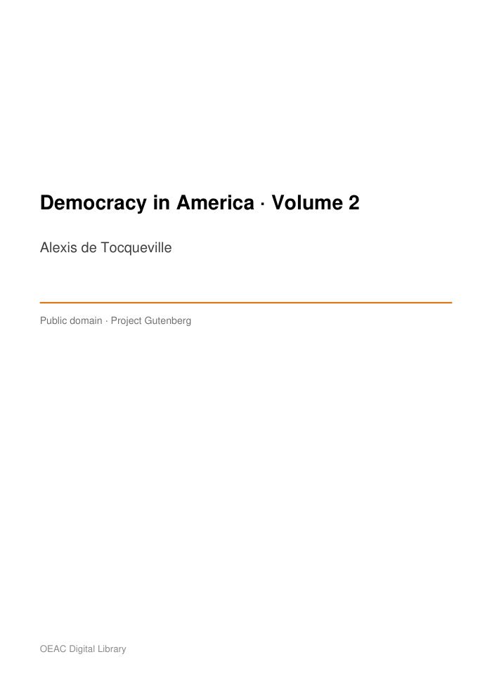 Democracy in America — Volume 2 — cover