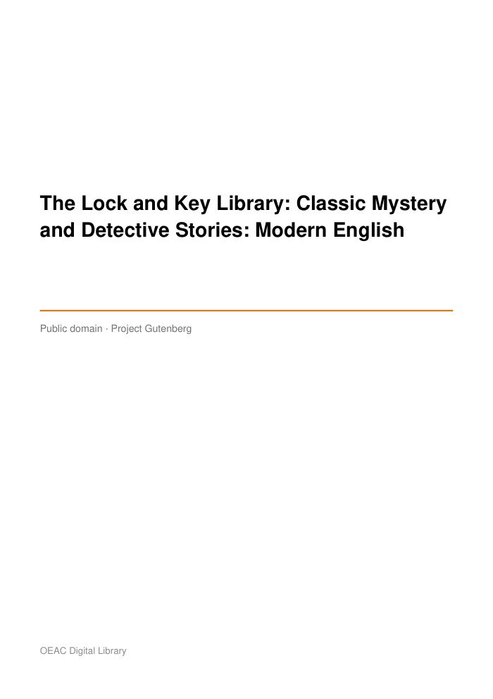 The Lock and Key Library: Classic Mystery and Detective Stories: Modern English — cover