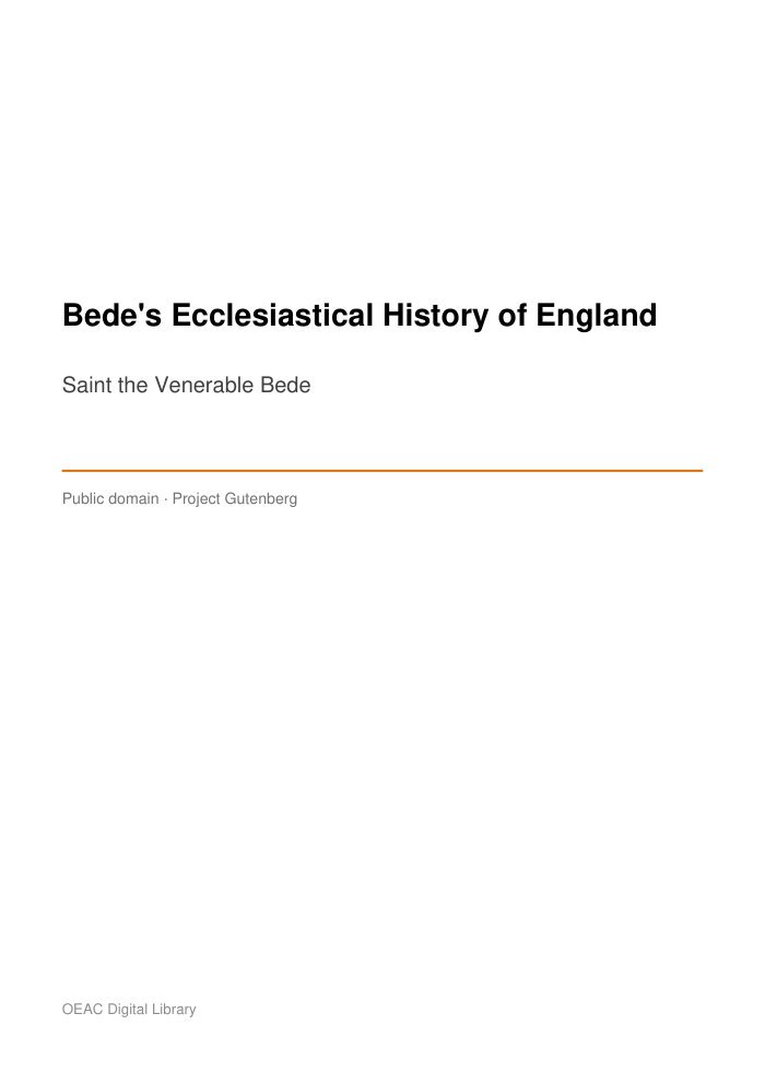 Bede's Ecclesiastical History of England — cover