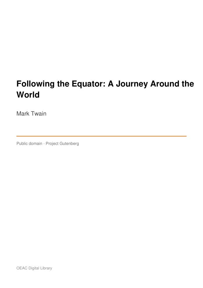 Following the Equator: A Journey Around the World — cover