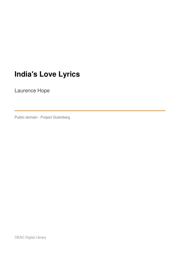 India's Love Lyrics — cover