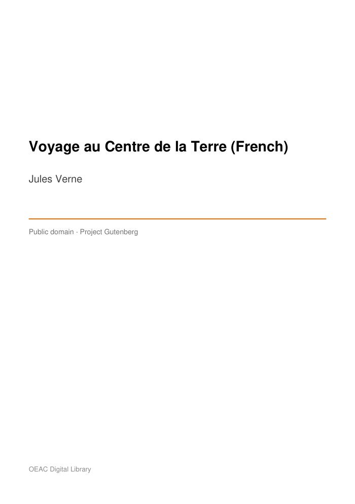 Voyage au Centre de la Terre (French) — cover
