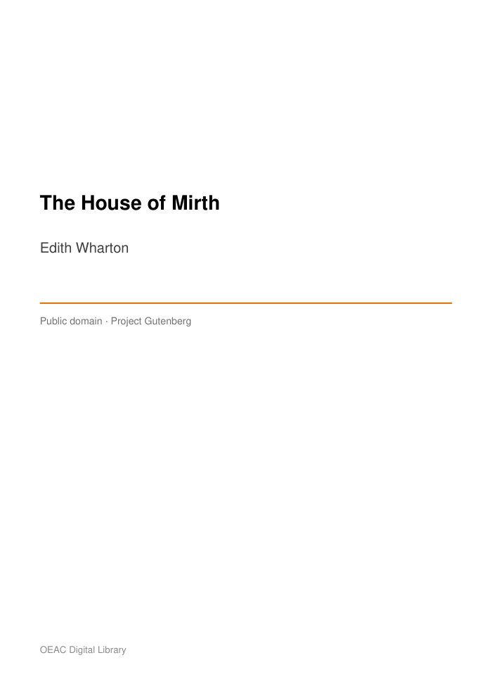 The House of Mirth — cover