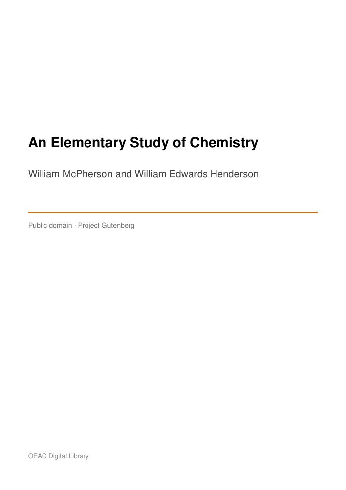 An Elementary Study of Chemistry — cover