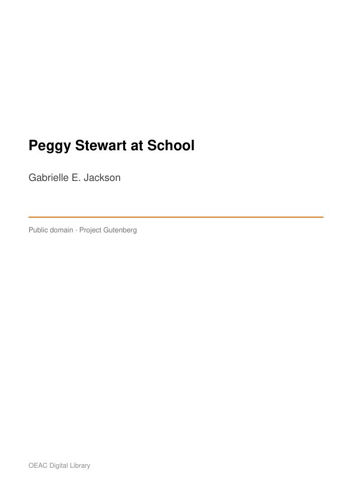 Peggy Stewart at School — cover