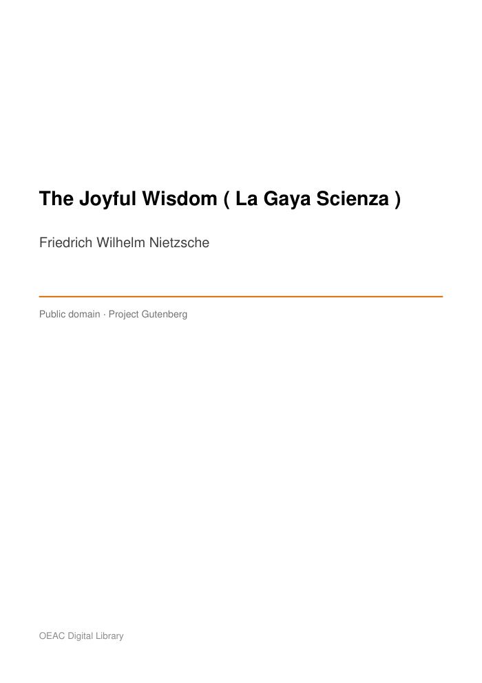 The Joyful Wisdom ("La Gaya Scienza") — cover