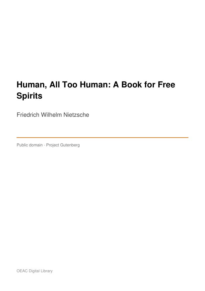 Human, All Too Human: A Book for Free Spirits — cover